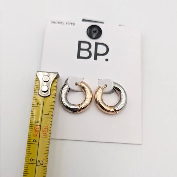 BP. Elegant Two-Tone Hoop Earrings for Women Gold & Silver Finish - Picture 3 of 3